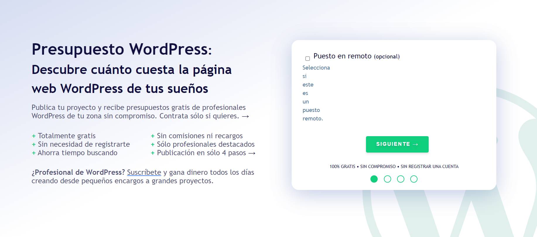 Presupuesto WordPress Modular Portales Empleo Freelance
