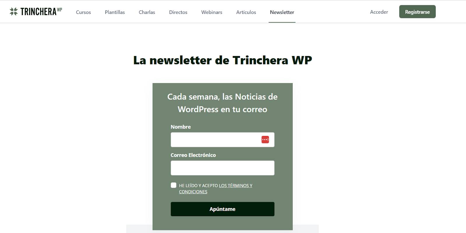 Trinchera WP WordPress Modular