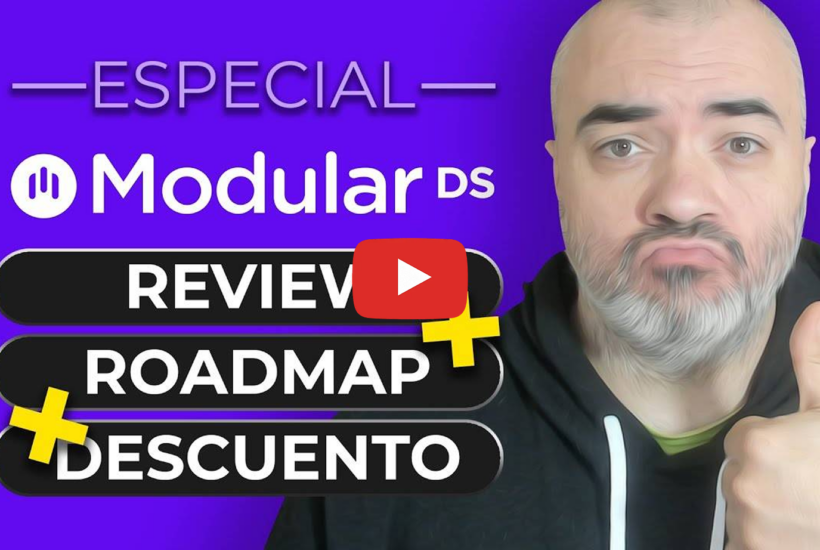 Thumbnail del vídeo review de Yannick García (La Máquina del Branding) sobre Modular DS con roadmap y código de descuento.