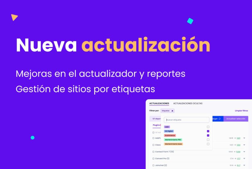 Modular DS Mejoras en el actualizador y reportes Gestión de sitios por etiquetas