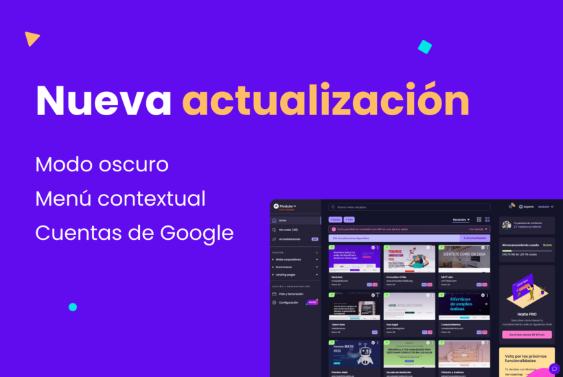 Nueva actualizacion, modo oscuro, menu contextual y cuentas de Google Modular