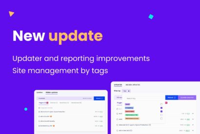 Updater and reporting improvements Site management by tags