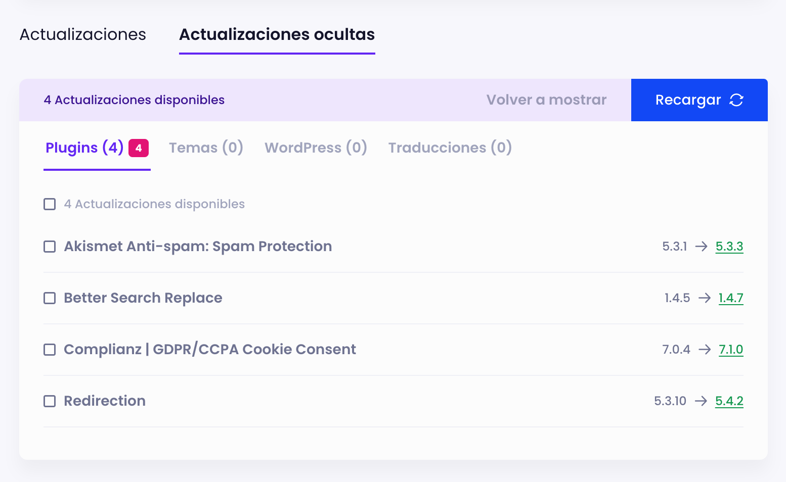 Actualizaciones ocultas Modular