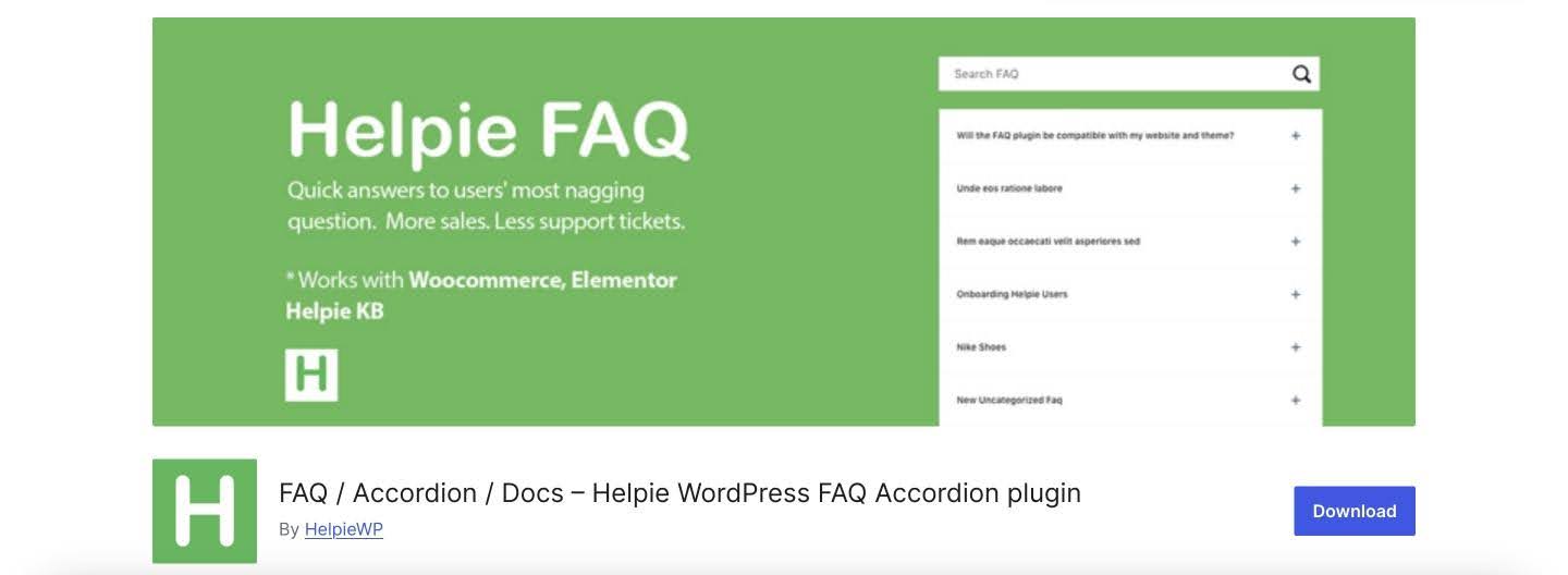 Helpie faq plugin on wordpress.org