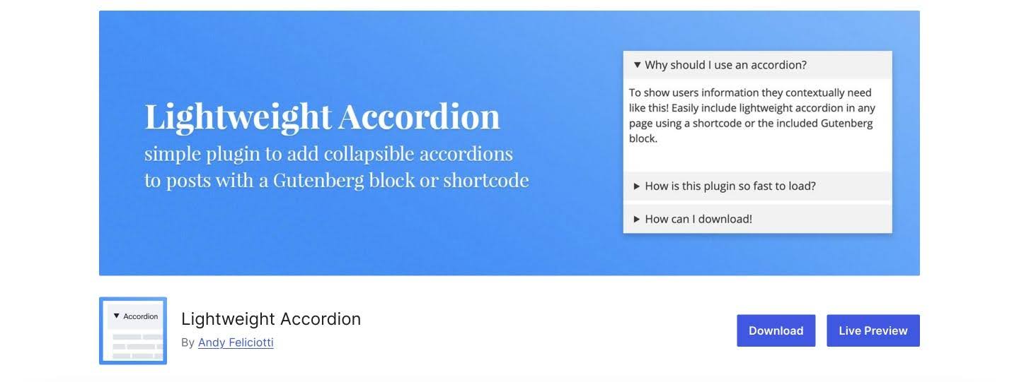 lightweight accordion plugin on wordpress.org