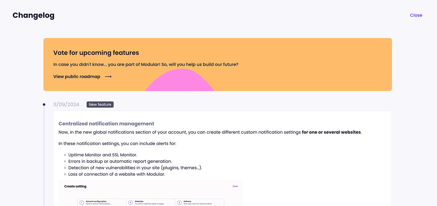 Changelog Modular