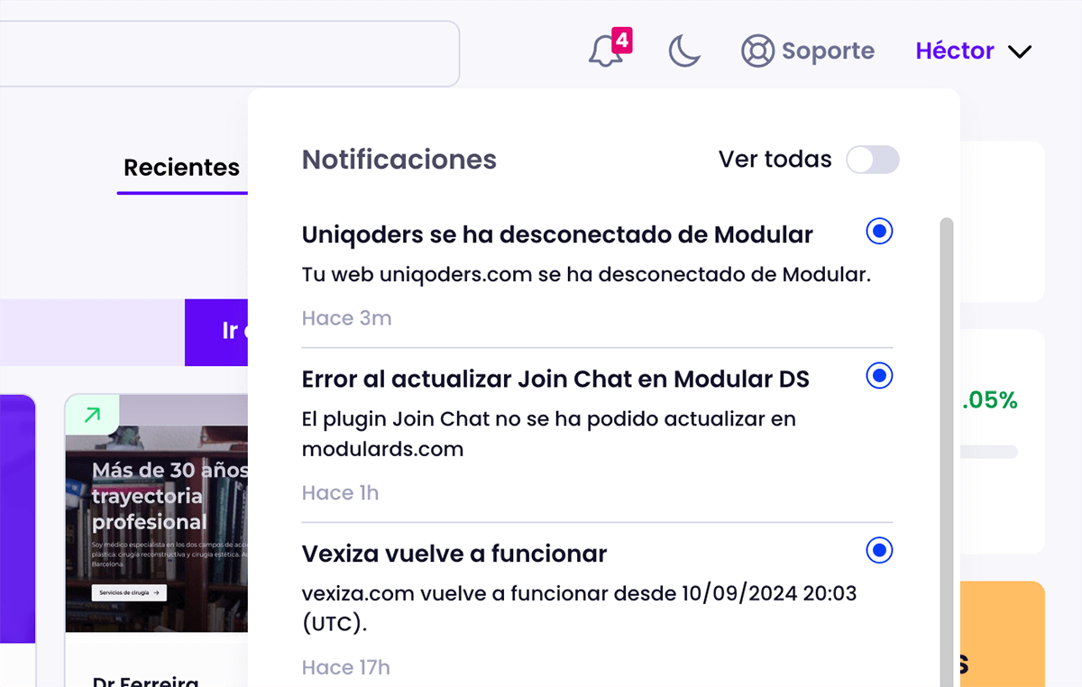 Notificaciones en la aplicación