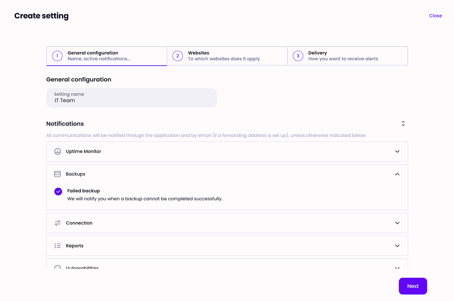 Notification management ModularDS