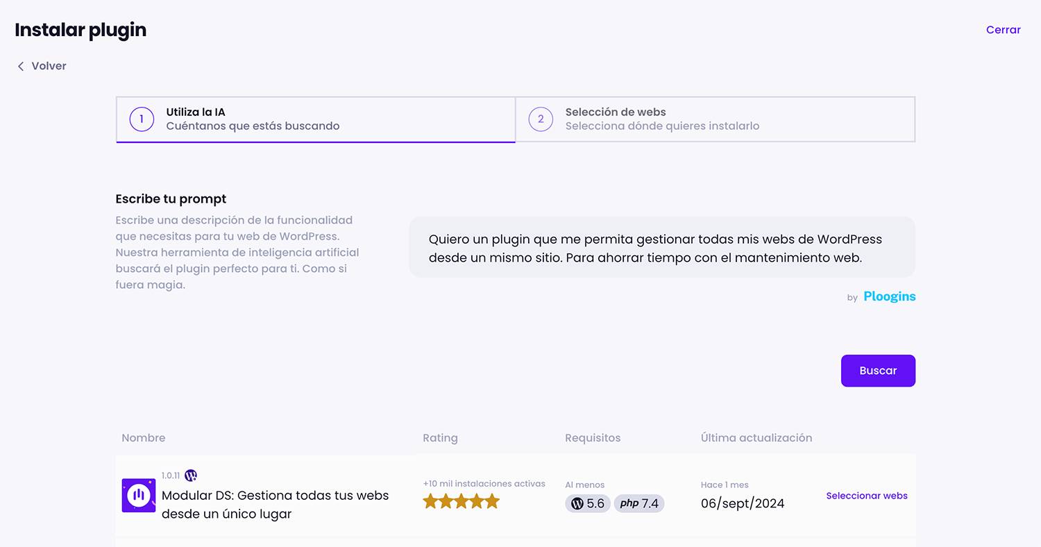 Busqueda de plugins con IA Modular