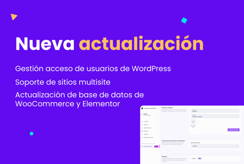 Nueva actualización acceso usuarios multisite wordpress elementor Modular DS