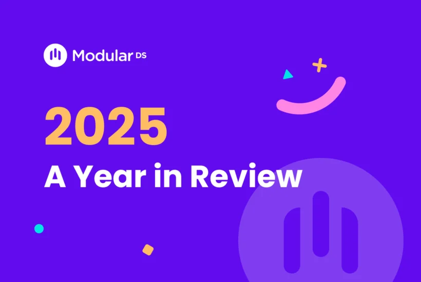Modular DS “2025: A Year in Review” cover image on a purple background with the Modular DS logo and playful graphic shapes.