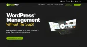 Captura de pantalla de la homepage de la herramienta de gestión web MainWP