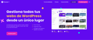 Captura de pantalla de la homepage de la herramienta de gestión web de WordPress Modular DS