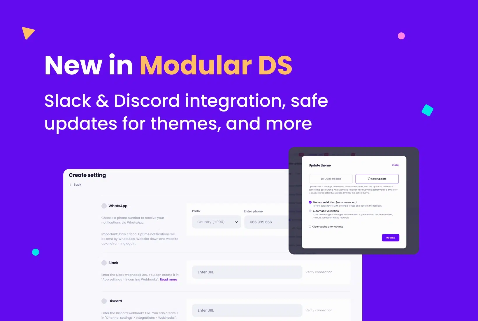 New in Modular DS: Slack and Discord integration, safe updates for ...