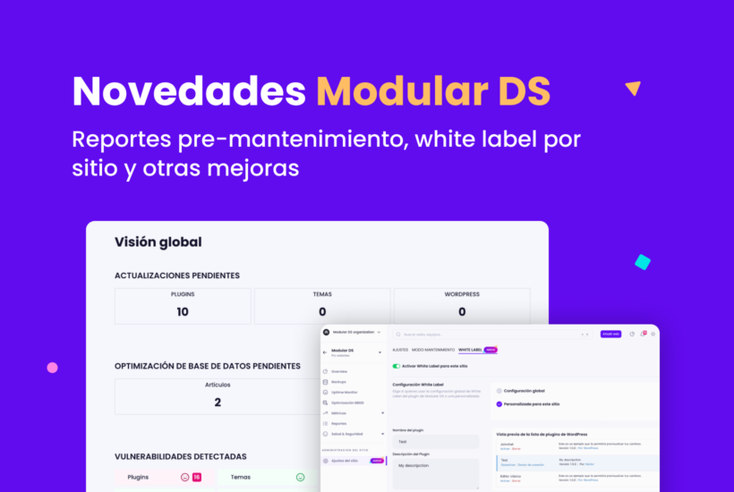 Novedades Modular DS: Reportes pre-mantenimiento y white label por sitio