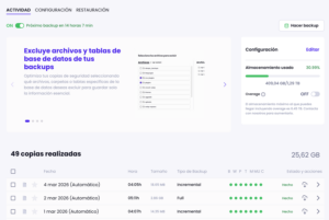Gestión de backups en Modular DS.