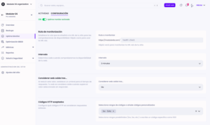 Captura de pantalla de la configuración del nuevo uptime monitor en Modular DS.