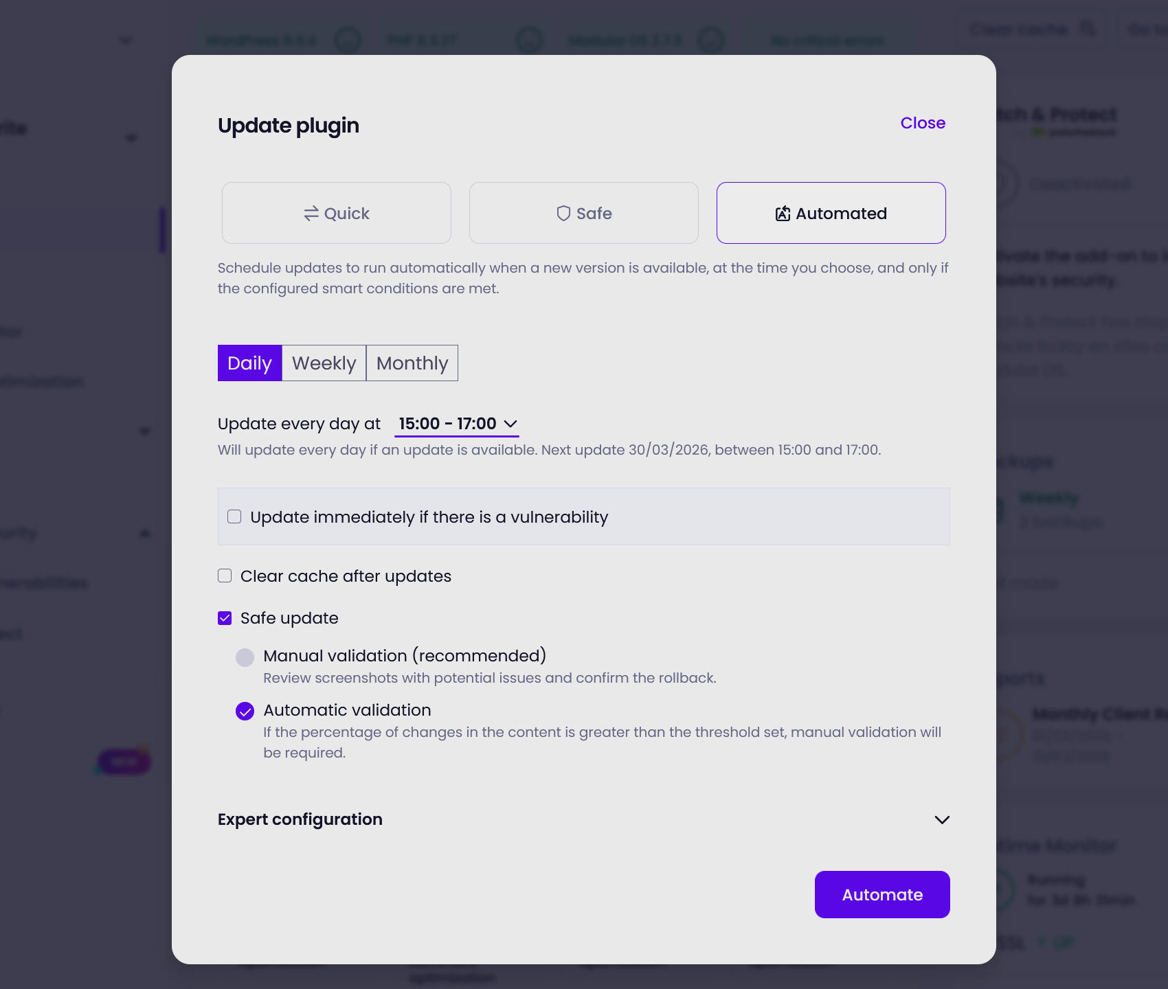Safe Updates for Automated Plugin Management
