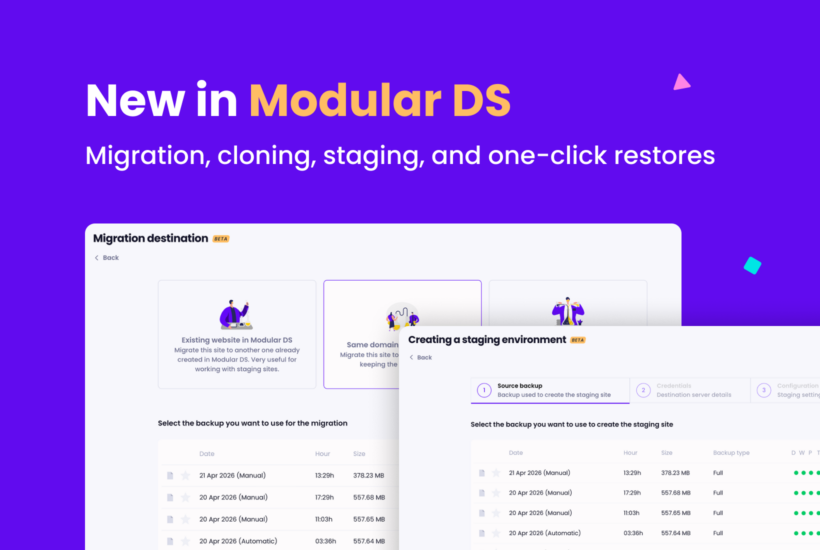 New in Modular DS: Migration, cloning, staging, and one-click restores