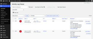 Screenshot of WP Activity Log 