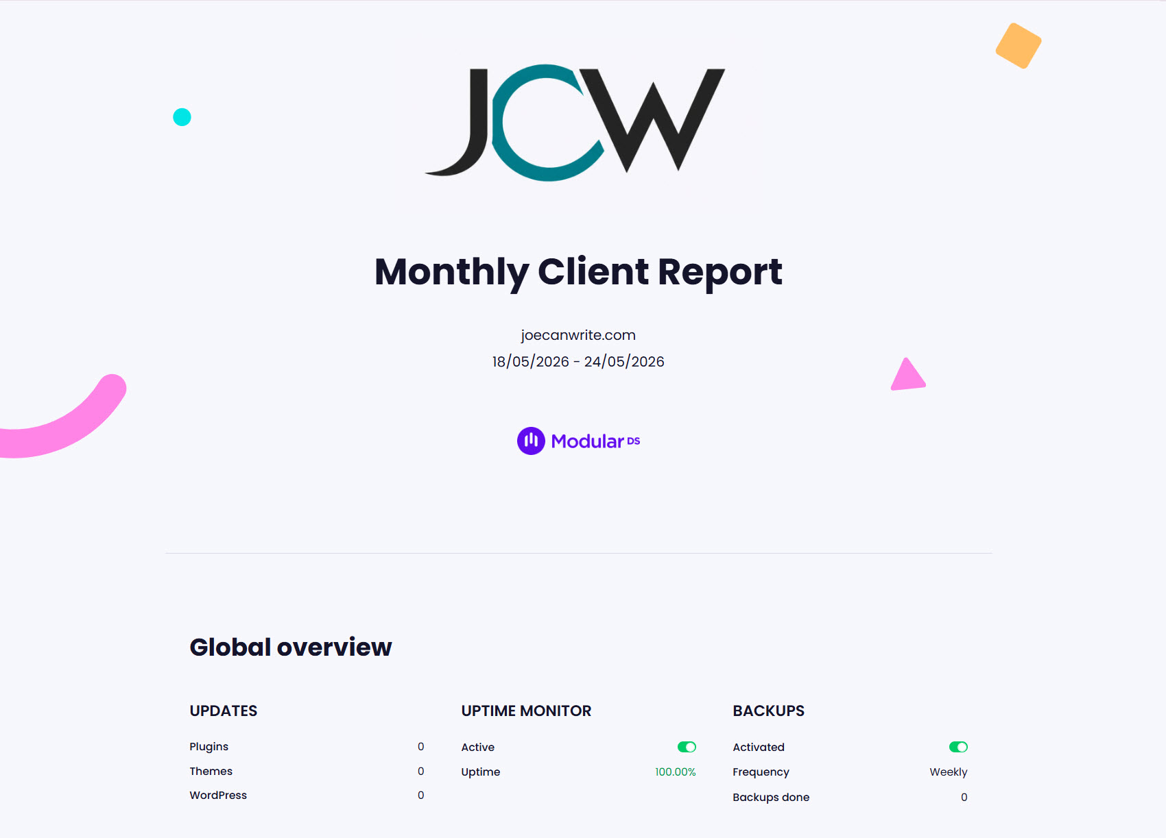 Modular DS Client Services Report