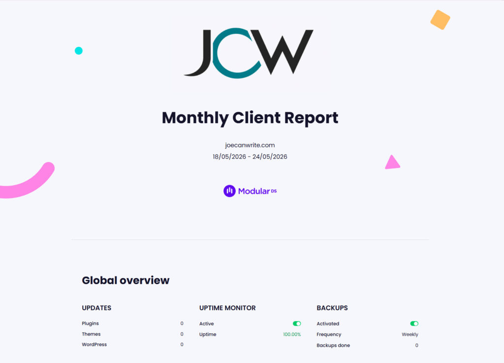 Example of a Modular DS client report. 